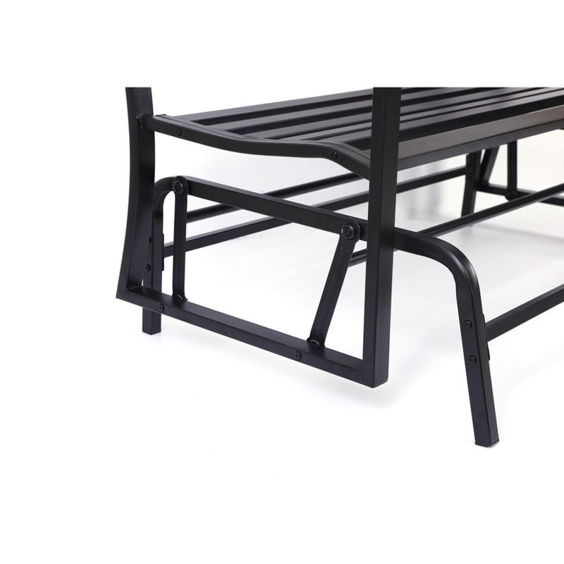 Gardenised Black Steel Patio Garden Park Yard  50" Outdoor Swing Glider Bench Powder Coated