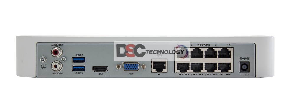 8CH 1080P NVR - H.264 Compression, Third-party network cameras supported, Up to 4 Megapixel resolution recording, HDMI and VGA output at up to 1920&times;1080P resolution, 8 PoE Built-in.