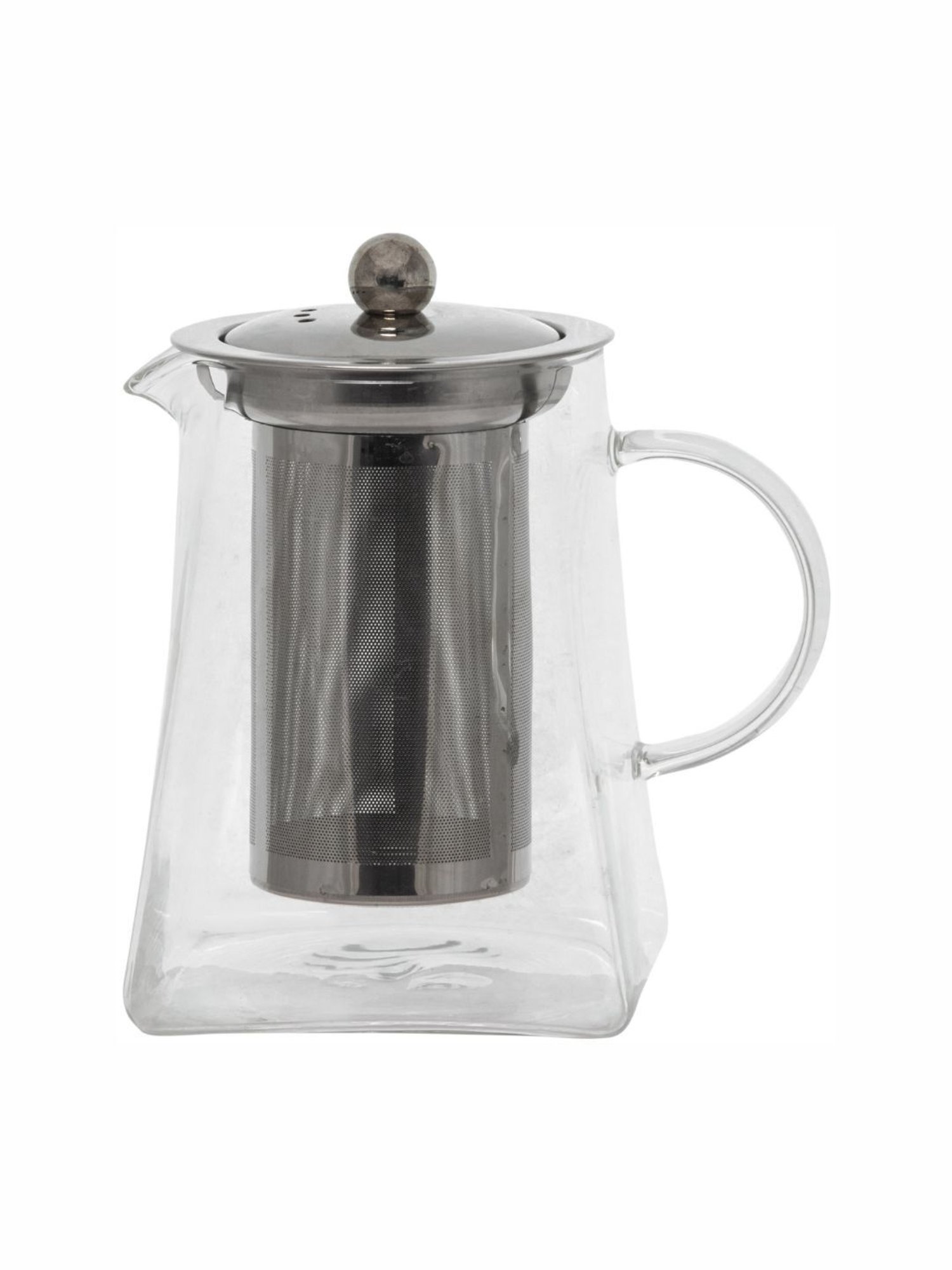 White Gold Glass Tea Pot with Steel Lid (700ml)