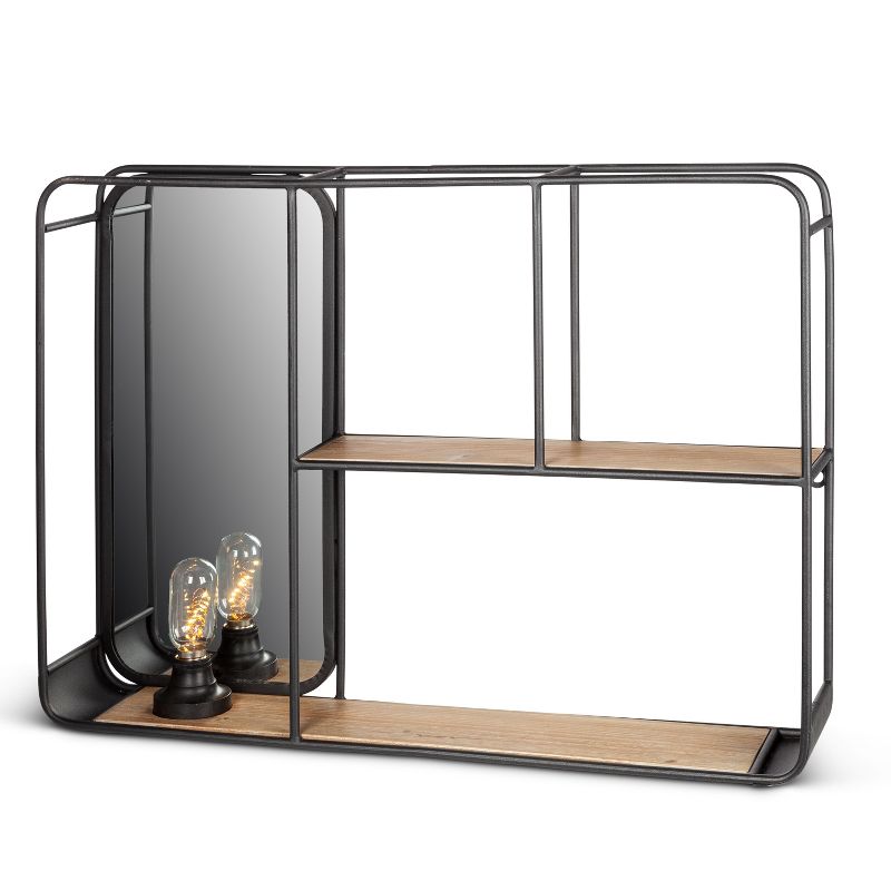 38" Soloman Wooden Shelf with Metal Brackets Brown - Kate & Laurel All Things Decor