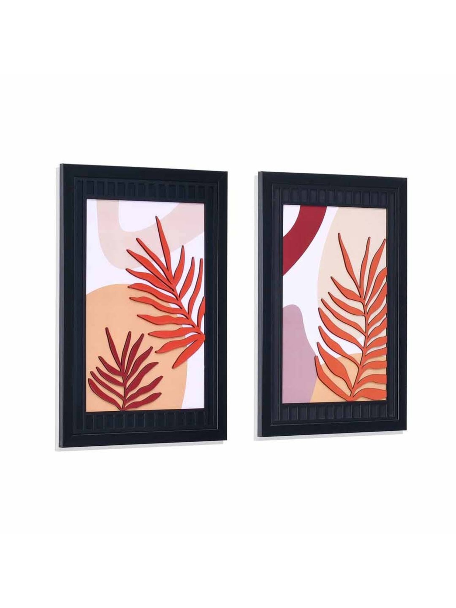 @Home Brown Mdf Foliage 3D Wall Paintings - Set of 2