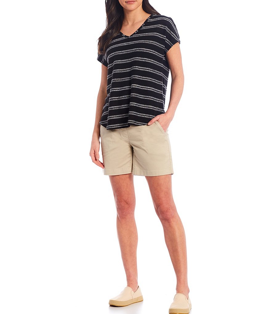 Westbound Short Sleeve Textured V-Neck Top