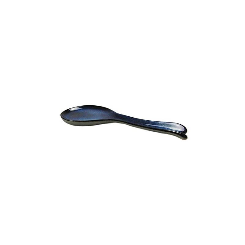 Ceramic Stoneware Blue Gray Spoon Rest, 9 Inch