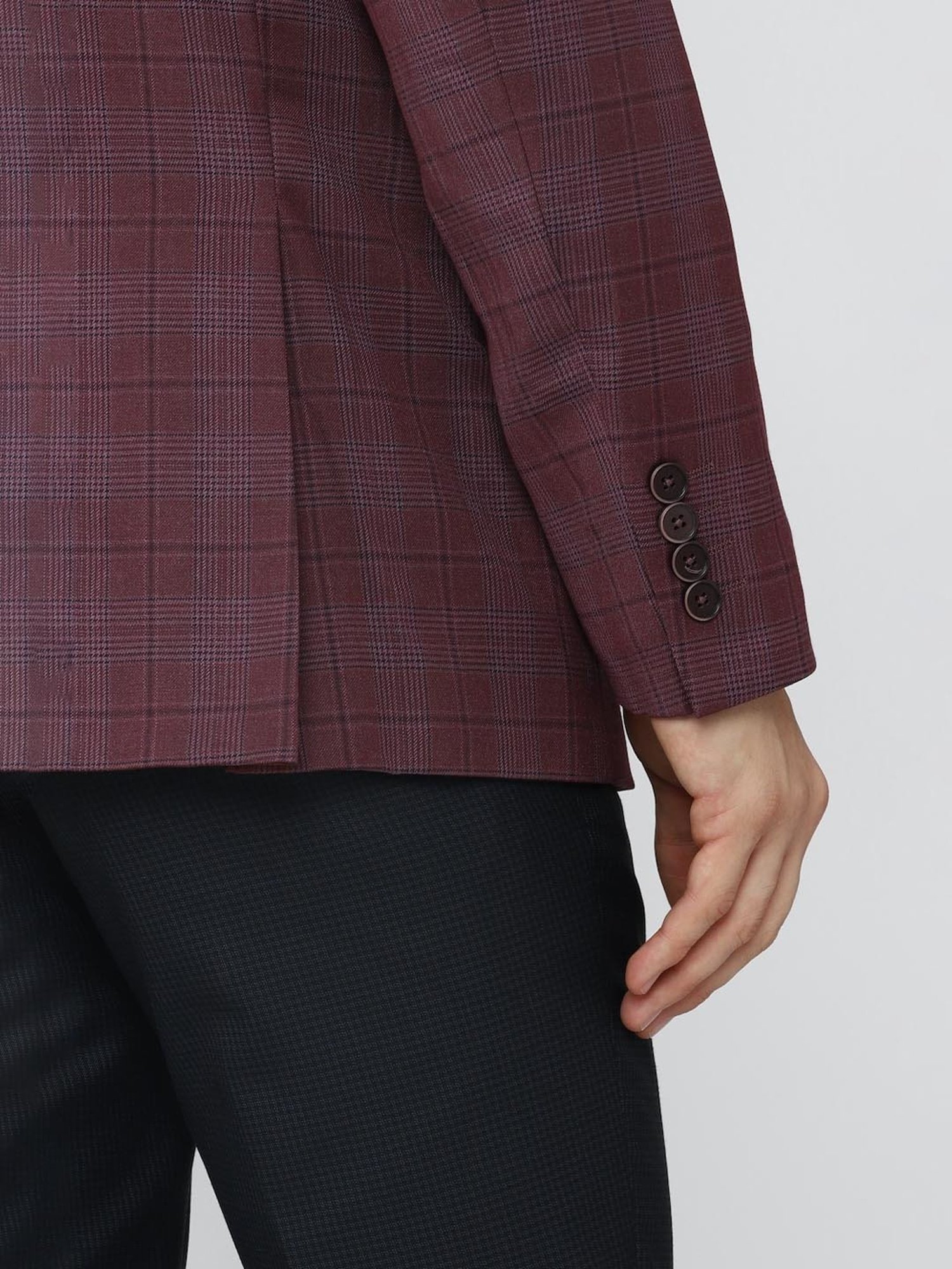 Van Heusen Maroon Slim Fit Checks Blazers