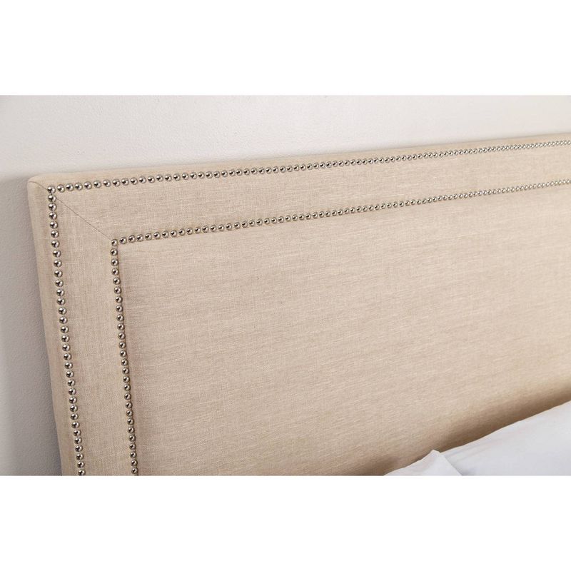 Ariel Nailhead-trim Linen Headboard - Wheat (Full/Queen) - Abbyson Living