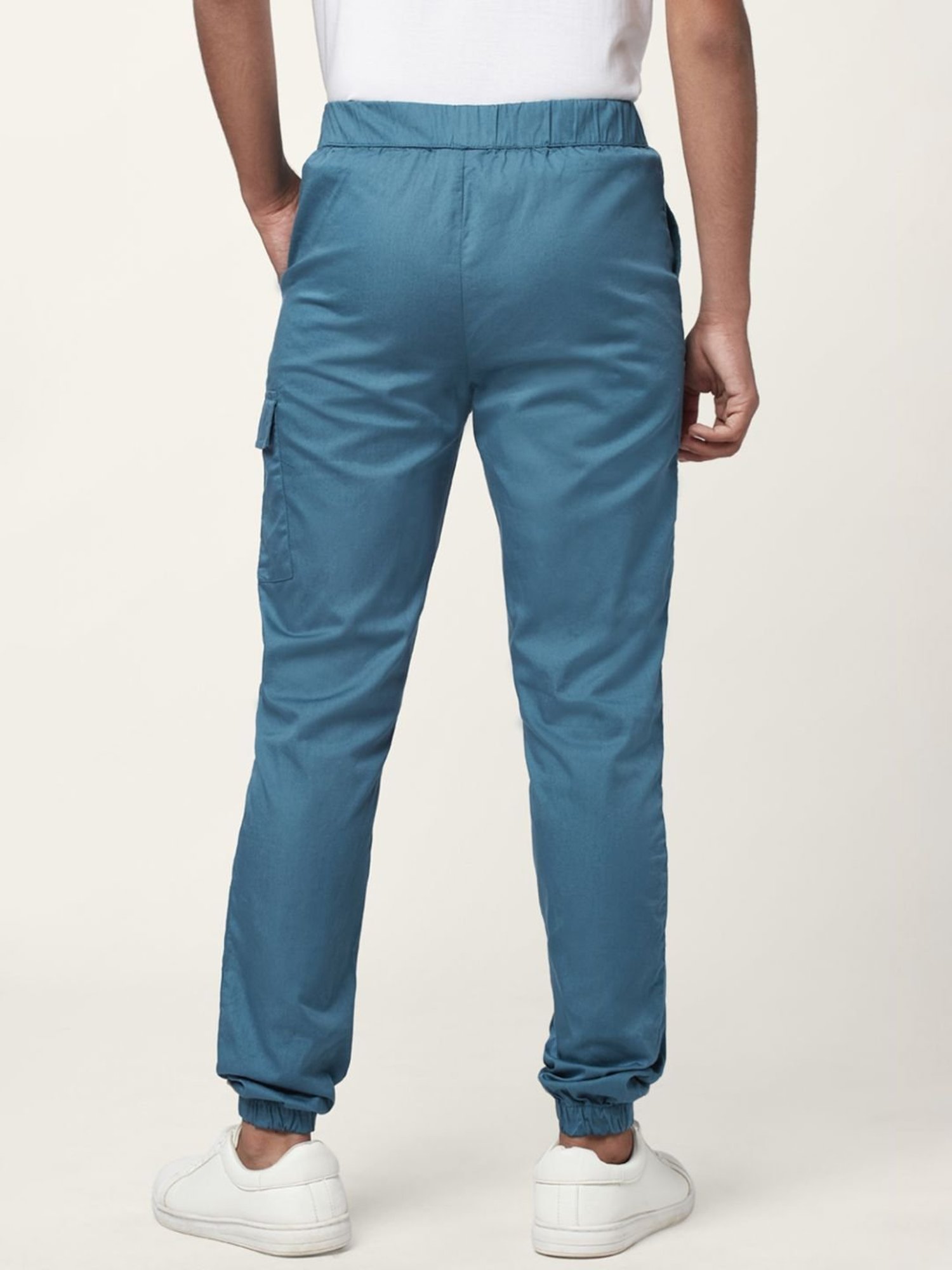 Coolsters by Pantaloons Kids Teal Blue Cotton Regular Fit Joggers