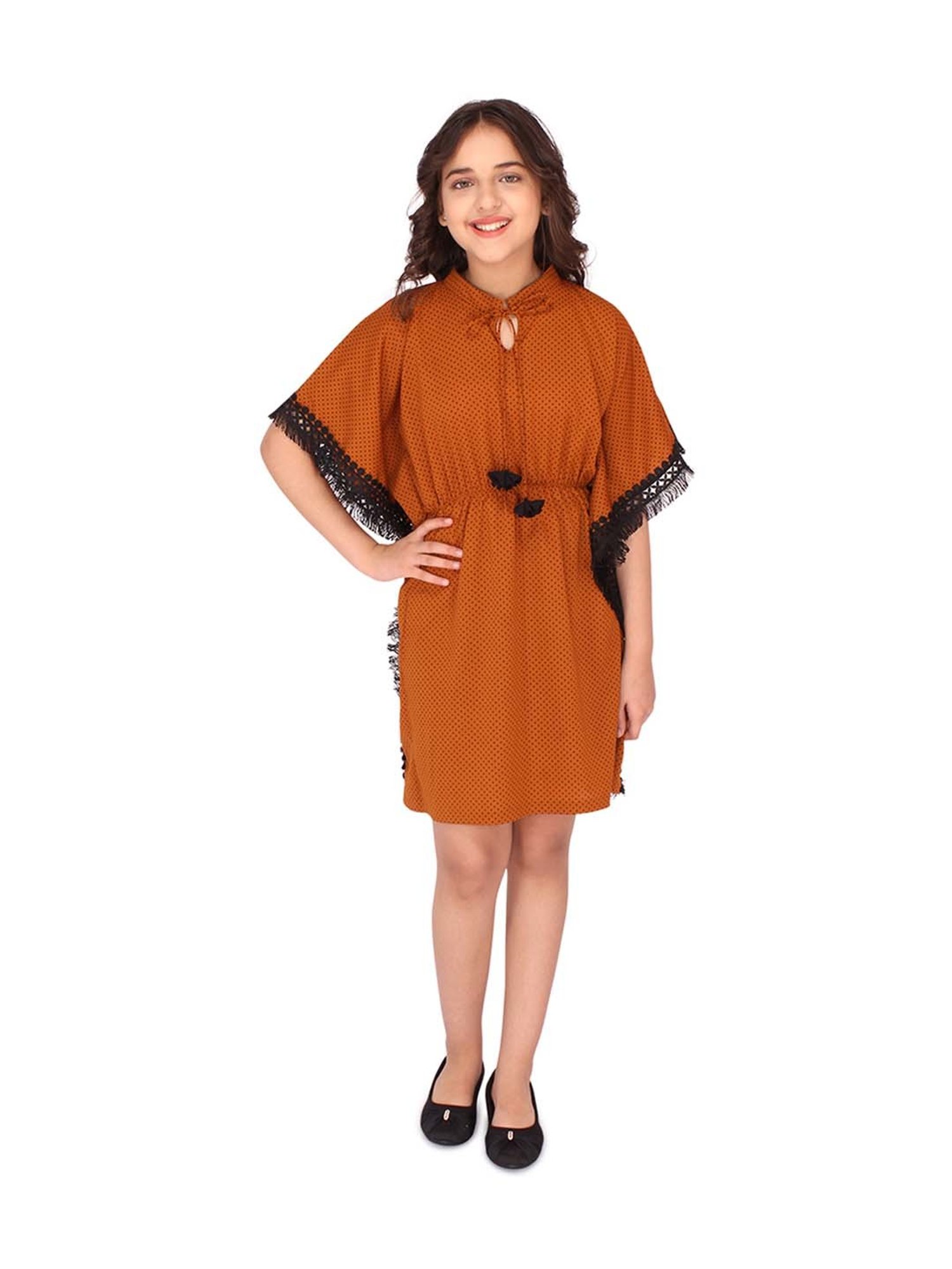 Cutecumber Kids Brown Printed Casual Dress