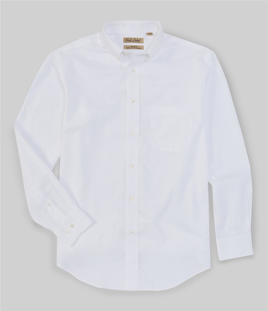 Gold Label Roundtree & Yorke Non-Iron Fitted Button-Down Collar Solid Dress Shirt