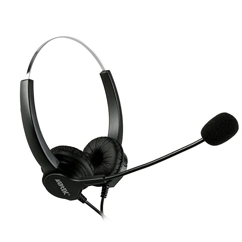 HandsFree Call Center Noise Cancelling Corded Binaural Headset Headphone with 4Pin RJ9 Crystal Head and Mic Microphone for Desk Phone Telephone Counselling Services Insurance Hospitals