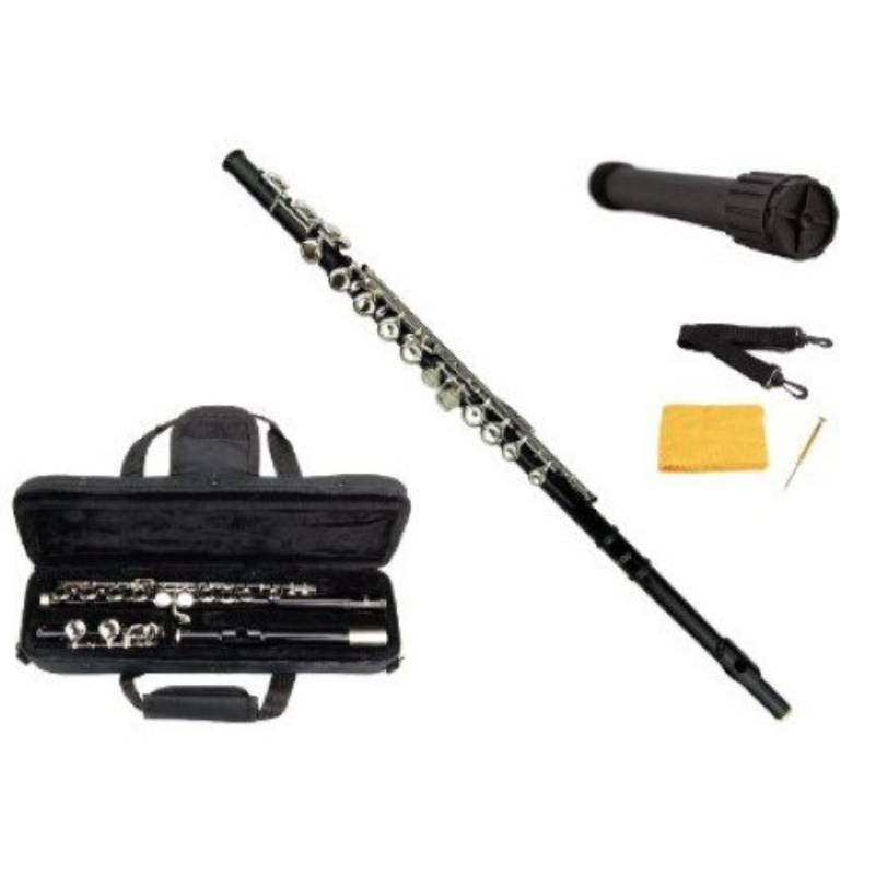 Merano Black Flute with Carrying case