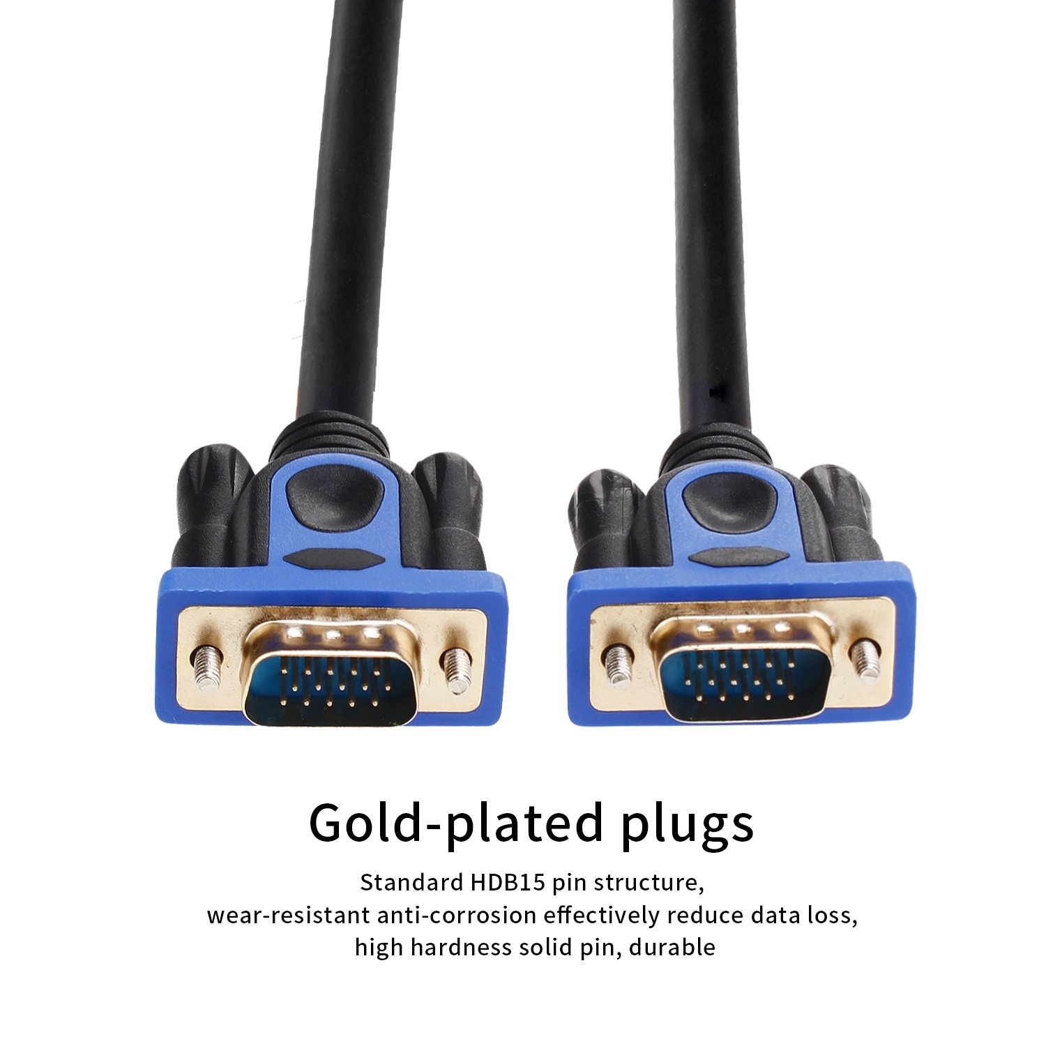 VGA Cable VGA to VGA HD15 Monitor Cable SVGA M/M HD Cable Gold Plated Connectors Support 1080P Full HD for PC HD TV Projector etc 6 Feet