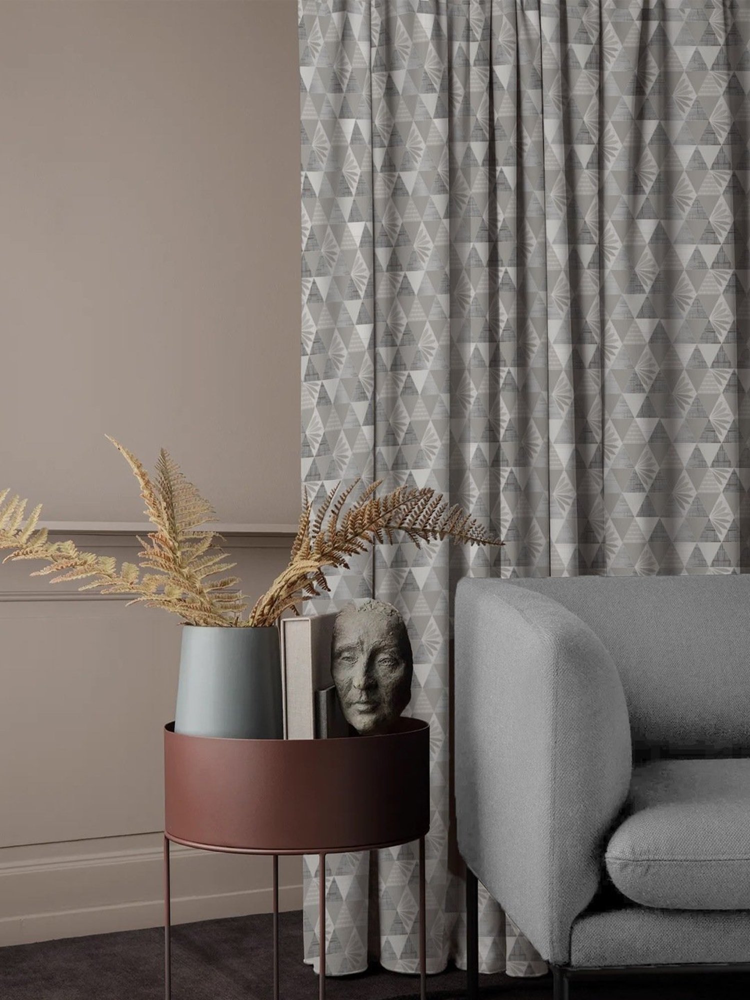 SPACES DRAPE STORY Elegent Grey Polyester 8 FT Door Curtain - Set of 2