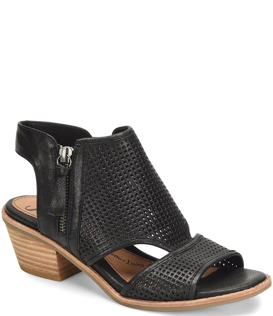 Sofft Sara Perforated Leather Stacked Heel Shooties