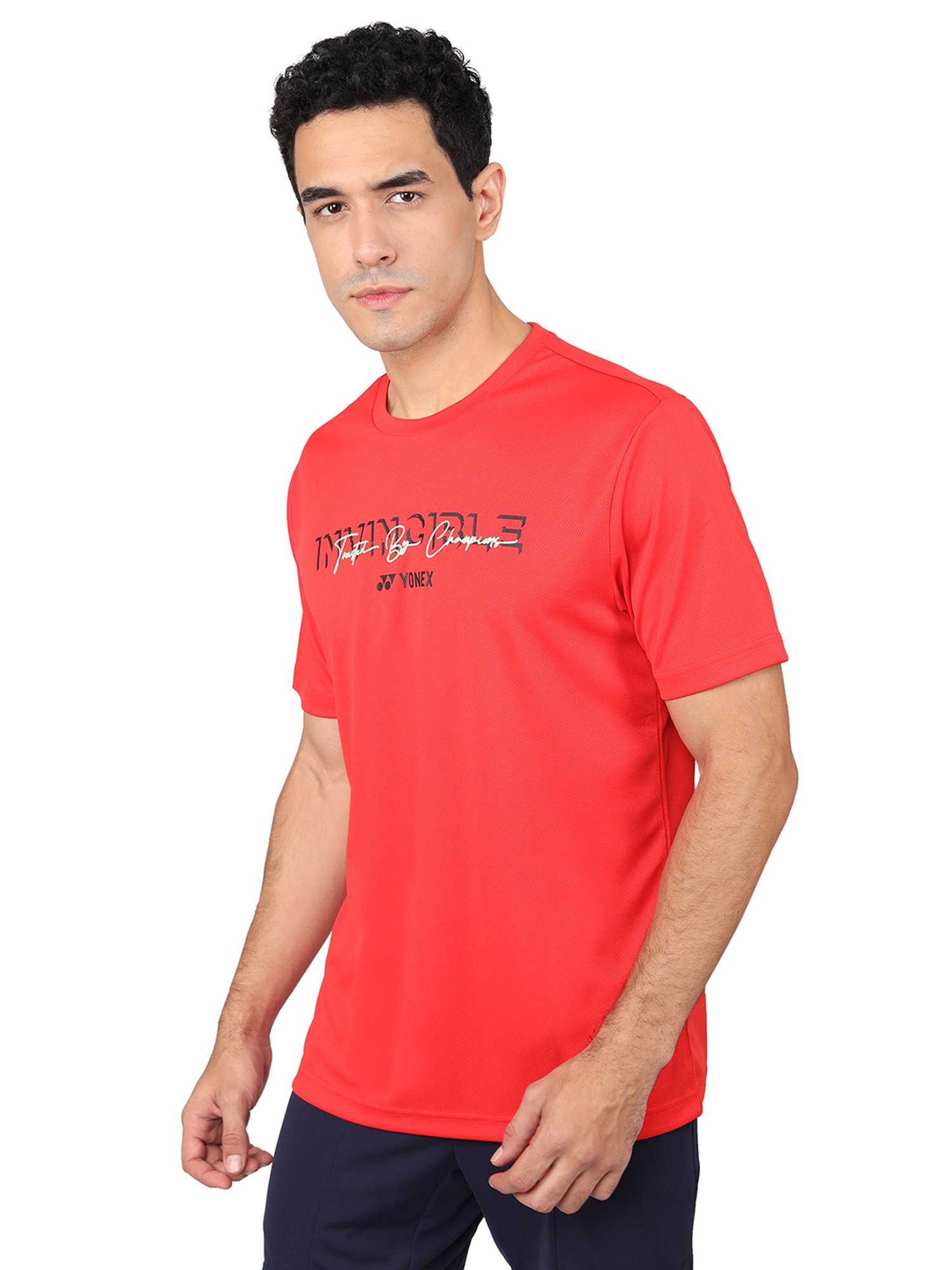 Yonex Red Regular Fit Graphic Print Badminton T-Shirt