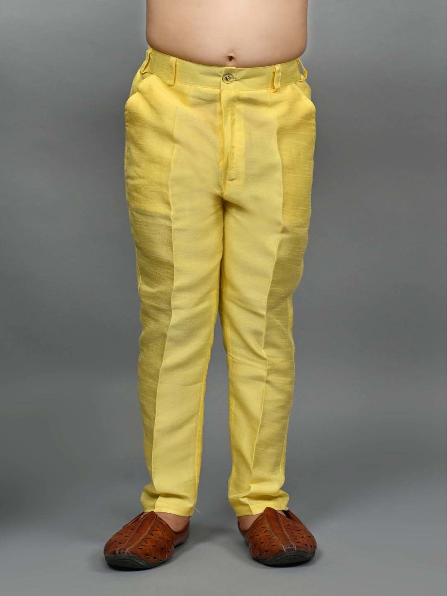 Ahhaaaa Kids Yellow Embellished Full Sleeves Sherwani Set