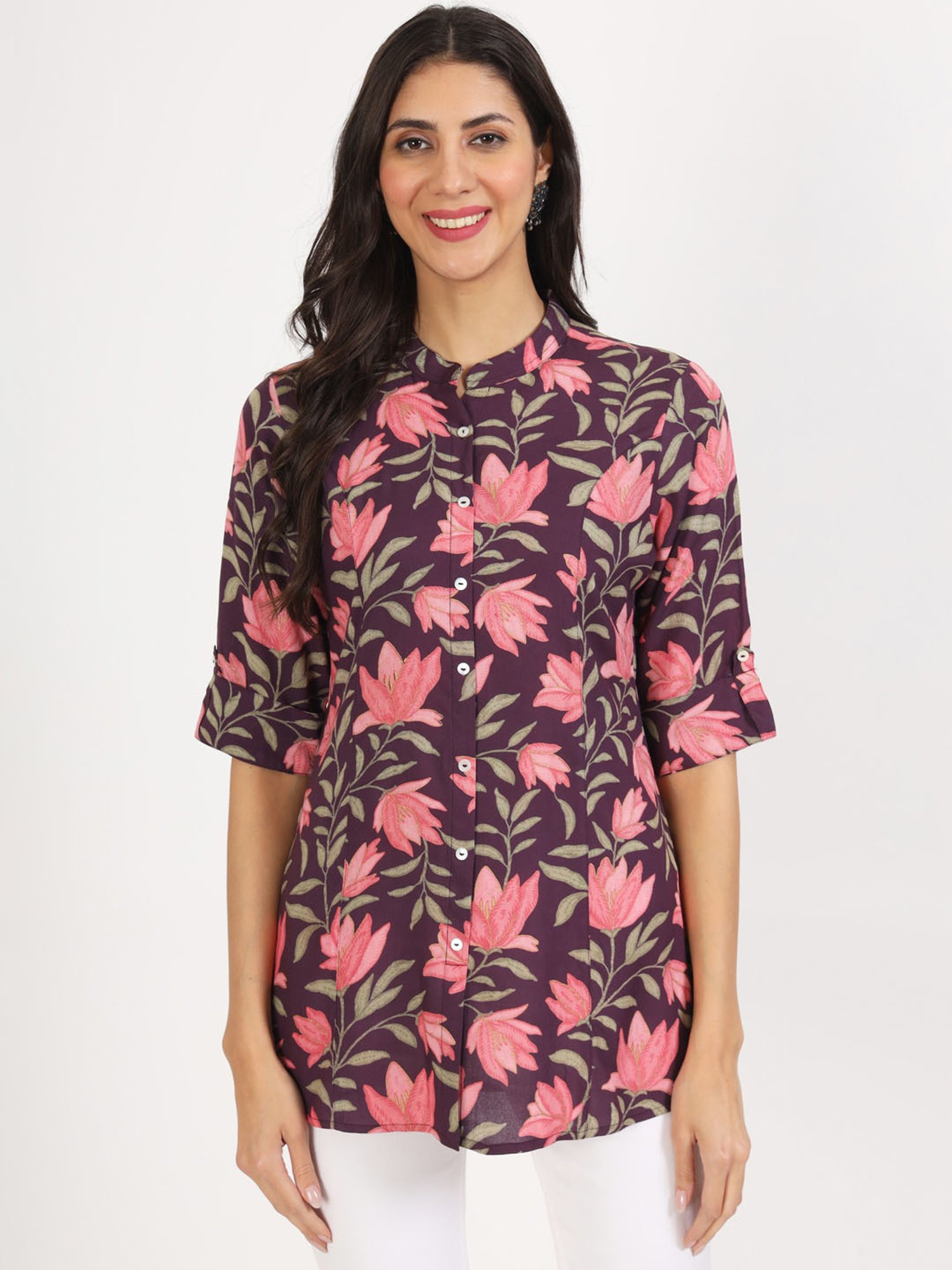 Divena Purple Floral Print Tunic
