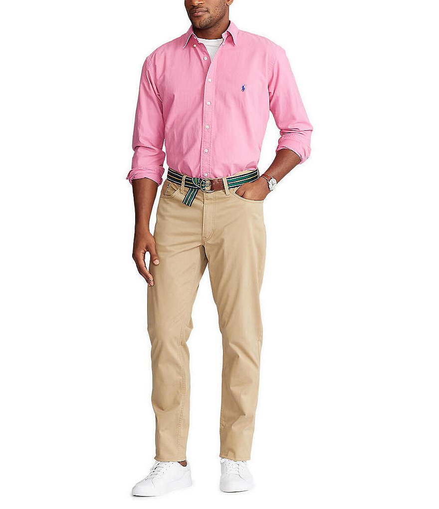 Polo Ralph Lauren Big & Tall Solid Garment-Dye Oxford Long-Sleeve Woven Shirt