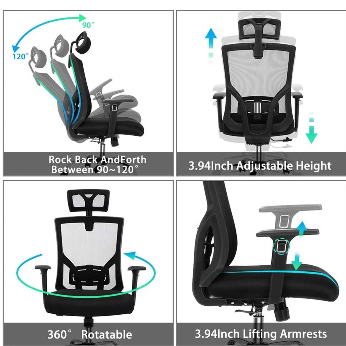 Ergonomic Office Chair High Back Mesh Executive Swivel Computer Desk Adjustable