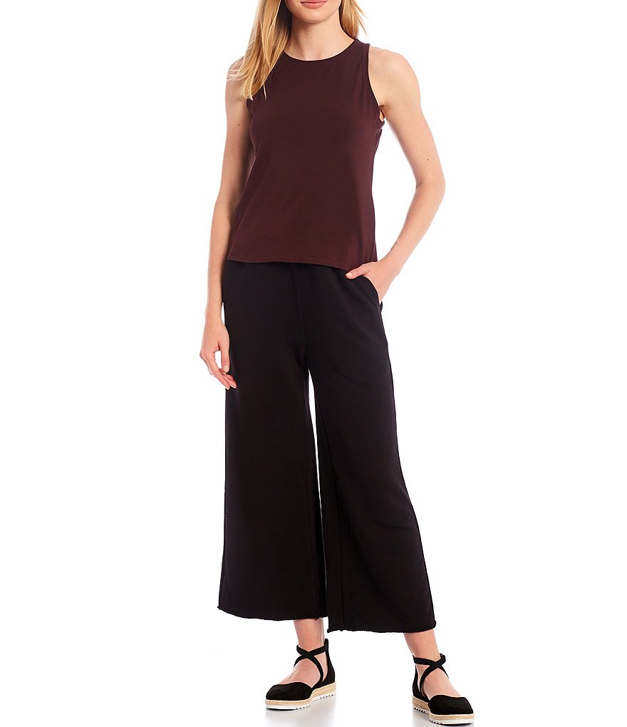 J.McLaughlin Durham Sleeveless Ruffle V-Neck Denim Blouse