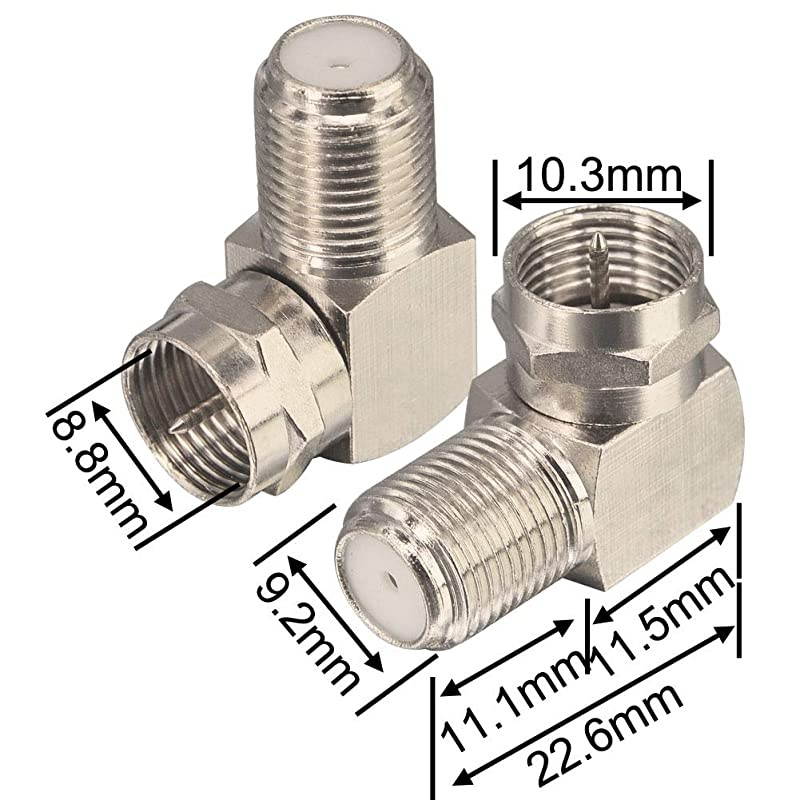 Cable Right Angle Connector F Type Female to Male Adapter Right Angle Coax Connector F Male to Female RG6 Adapter for Coax Cable and Wall Plates Coax 90 Degree Pack of 2
