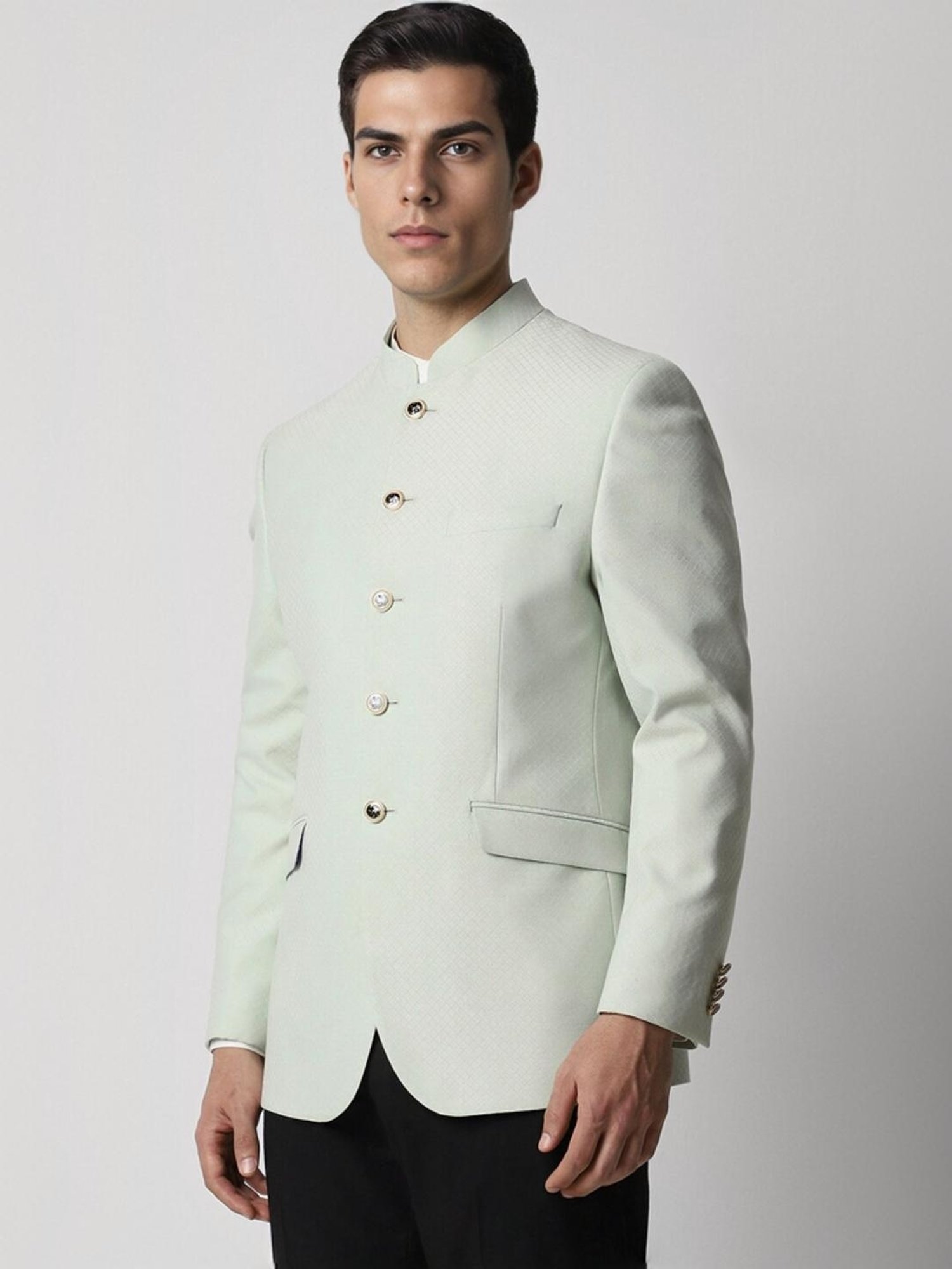 Hangup Cream Regular Fit Ethnic Blazer