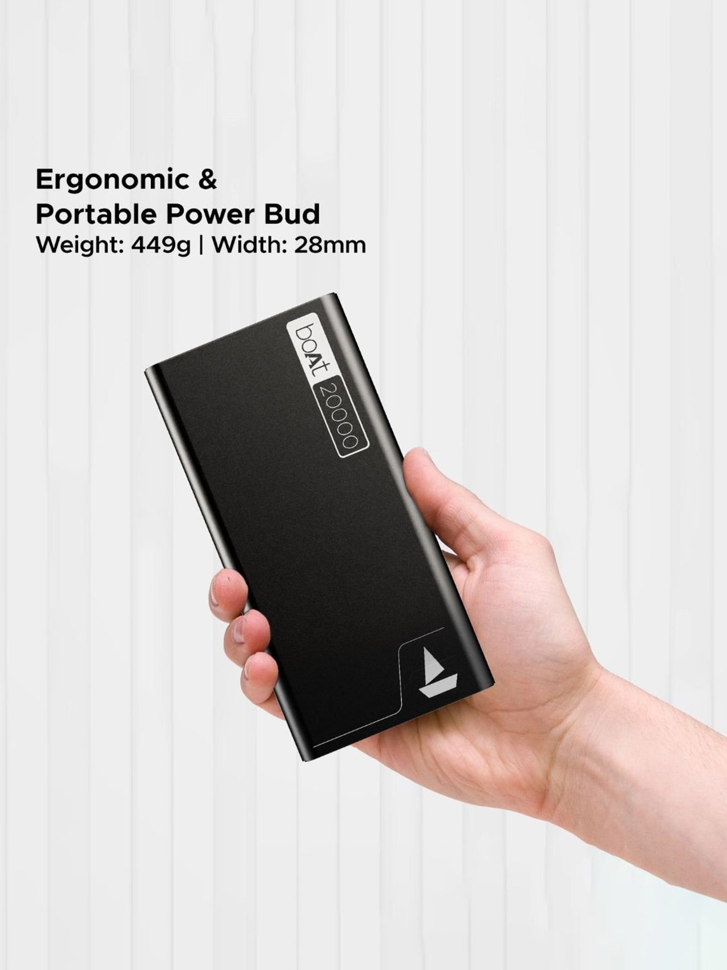 Boat Energyshroom PB400 20000mAh Powerbank with Smart IC Protection, 22.5W Fast Charging (Black)