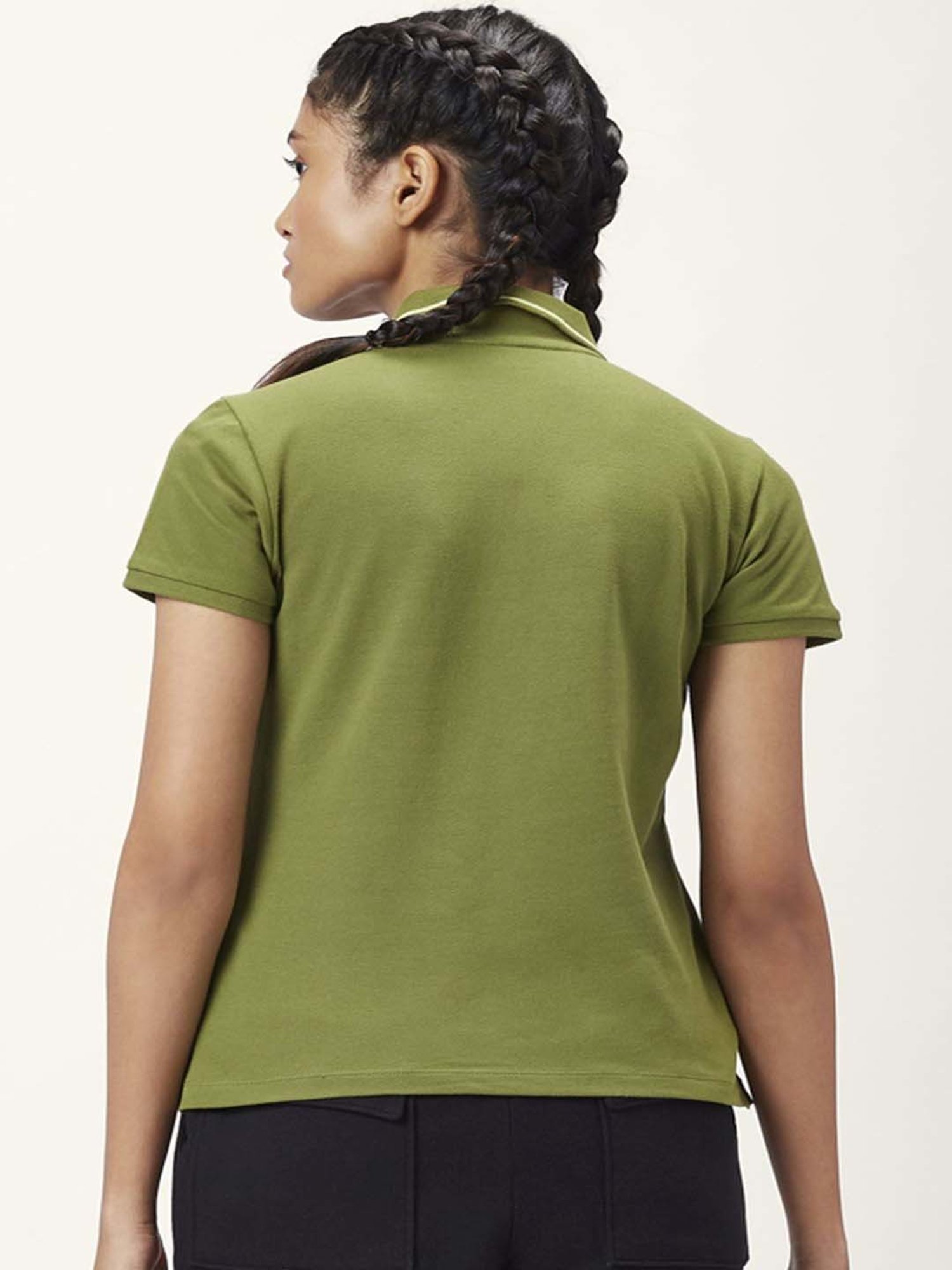 Ajile by Pantaloons Olive Green Cotton Sports T-Shirt