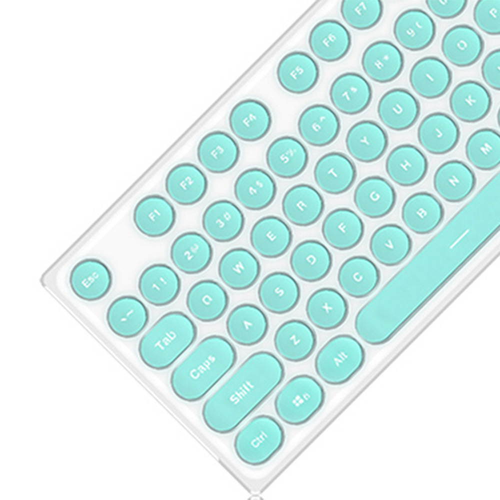 Wired Keyboard Retro Punk Round Keycap Mute White Backlit Ergonomic Slim Keyboard for Office Gamers Programmers Typists Laptop Computer