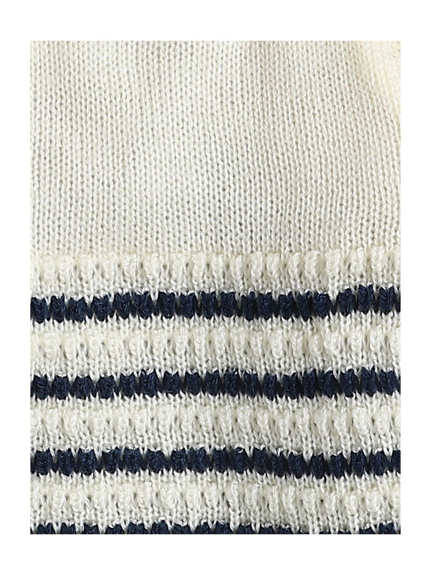 Little Angels Kids Cream & Navy Striped Full Sleeves Sweater Set