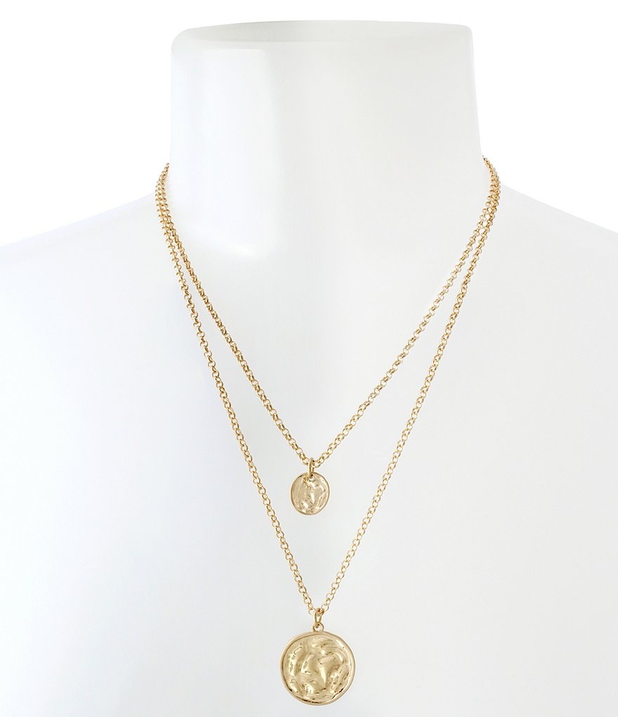 Robert Lee Morris Soho Coin Double Pendant Layered Necklace