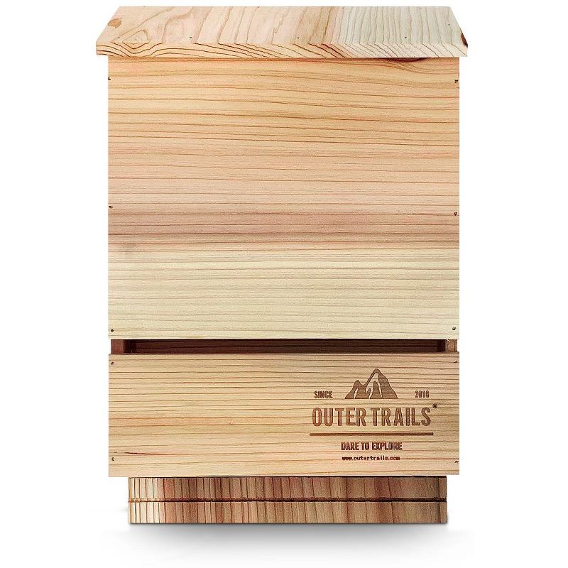 Outer Trails Bat House Outdoor Bat Habitat, Unstained All Natural Cedar Wood, 2 Chamber