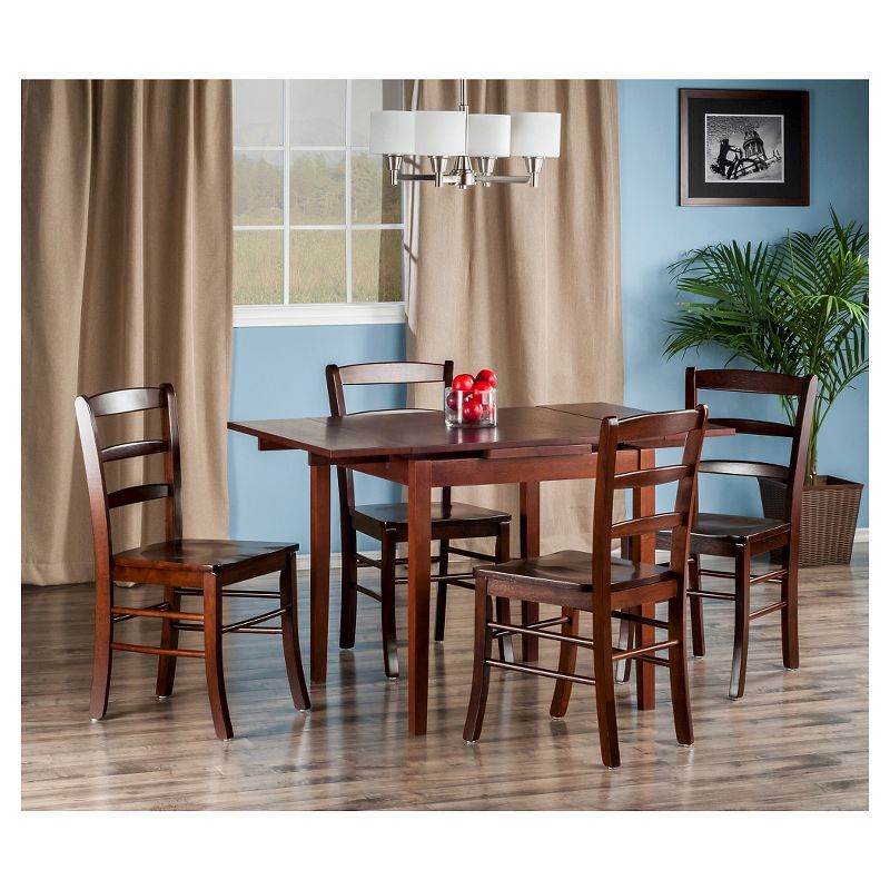 5pc Pulman Dining Set with Ladder Back Chairs Wood/Walnut - Winsome