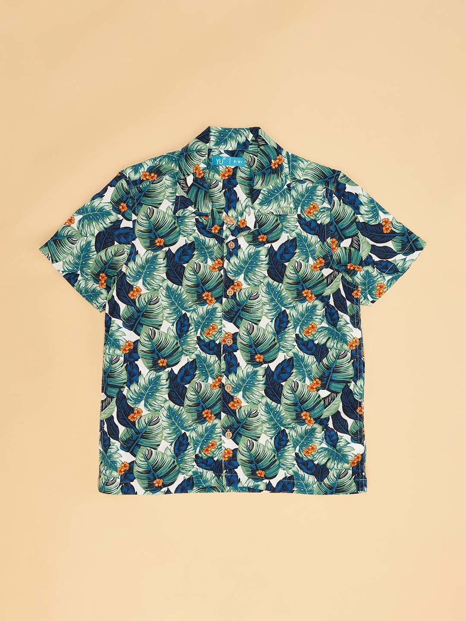 YU by Pantaloons Kids Green & Blue Printed Shirt