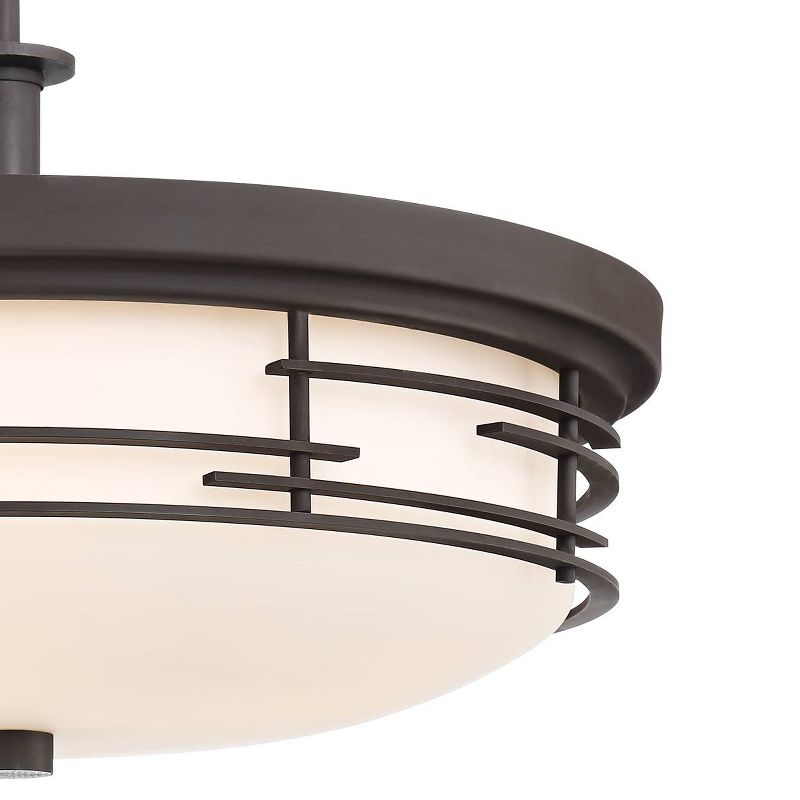 Franklin Iron Works Antique Bronze Pendant Chandelier 17" Wide Rustic White Glass 3-Light Fixture Dining Room House Foyer Kitchen