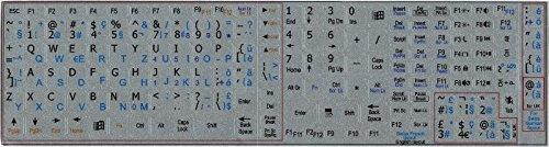 SWISS - ENGLISH NOTEBOOK NON-TRANSPARENT SILVER KEYBOARD STICKERS