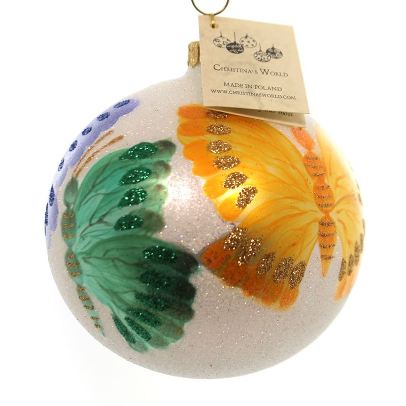 Christina's World White Morning Dew Butterfly Ball Ornament  -  Tree Ornaments