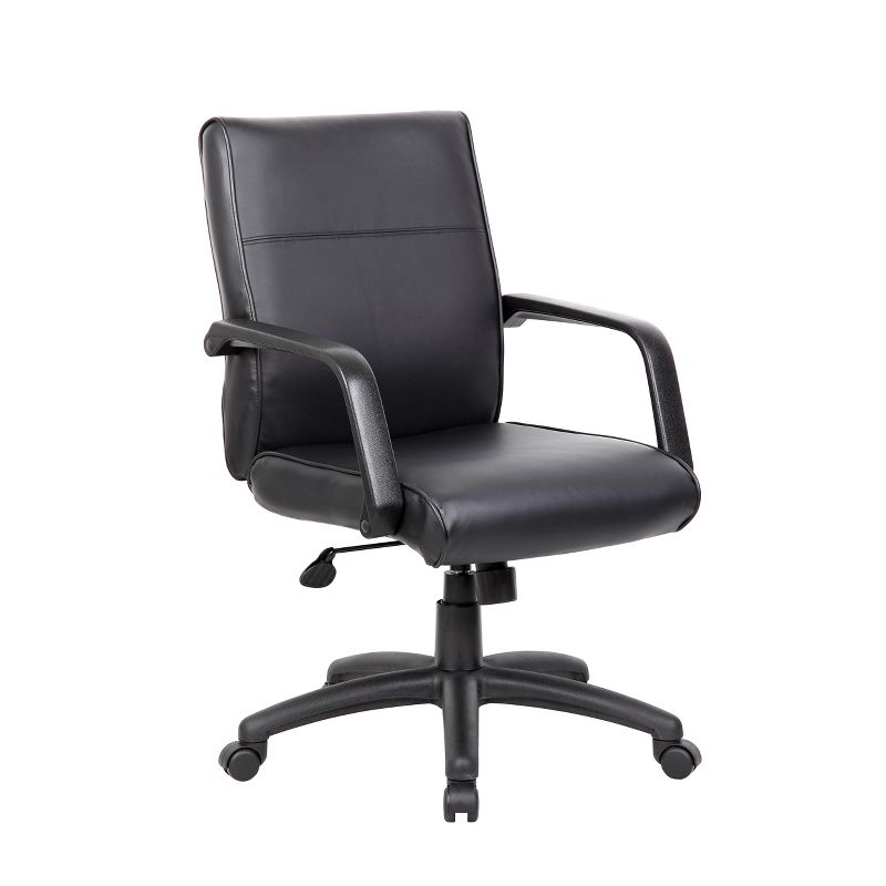 Mid Back Executive Chair in Leatherplus - Black - Boss