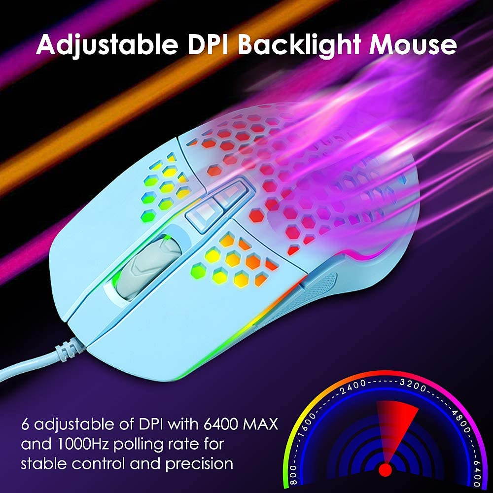 Lightweight Gaming Mouse Wired Honeycomb Hollow RGB Streamer 6400 DPI Programming Optical Sensor Pixert 3325 78G for PC X-Box PS4 Gamer