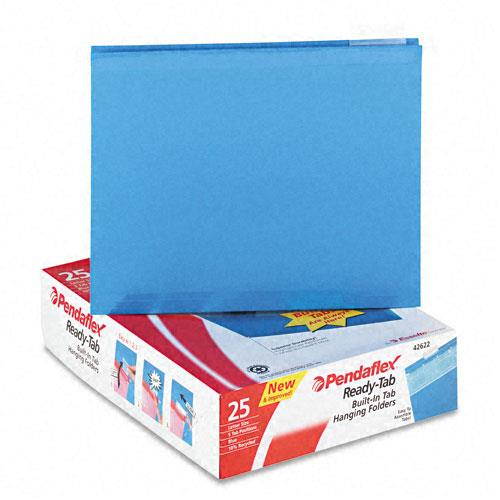 Pendaflex Colored Reinforced Hanging Folders 1/5 Tab Letter Blue 25/BX 42622
