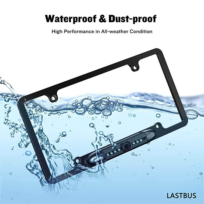 Plate Wireless Backup Camera - IP69 Waterproof Night Vision Plate Frame Camera for Cars, Trucks, Vans, Pickups, SUVs, WiFi Backup Camera for iPhone/Android Phone, Guide Lines On/Off