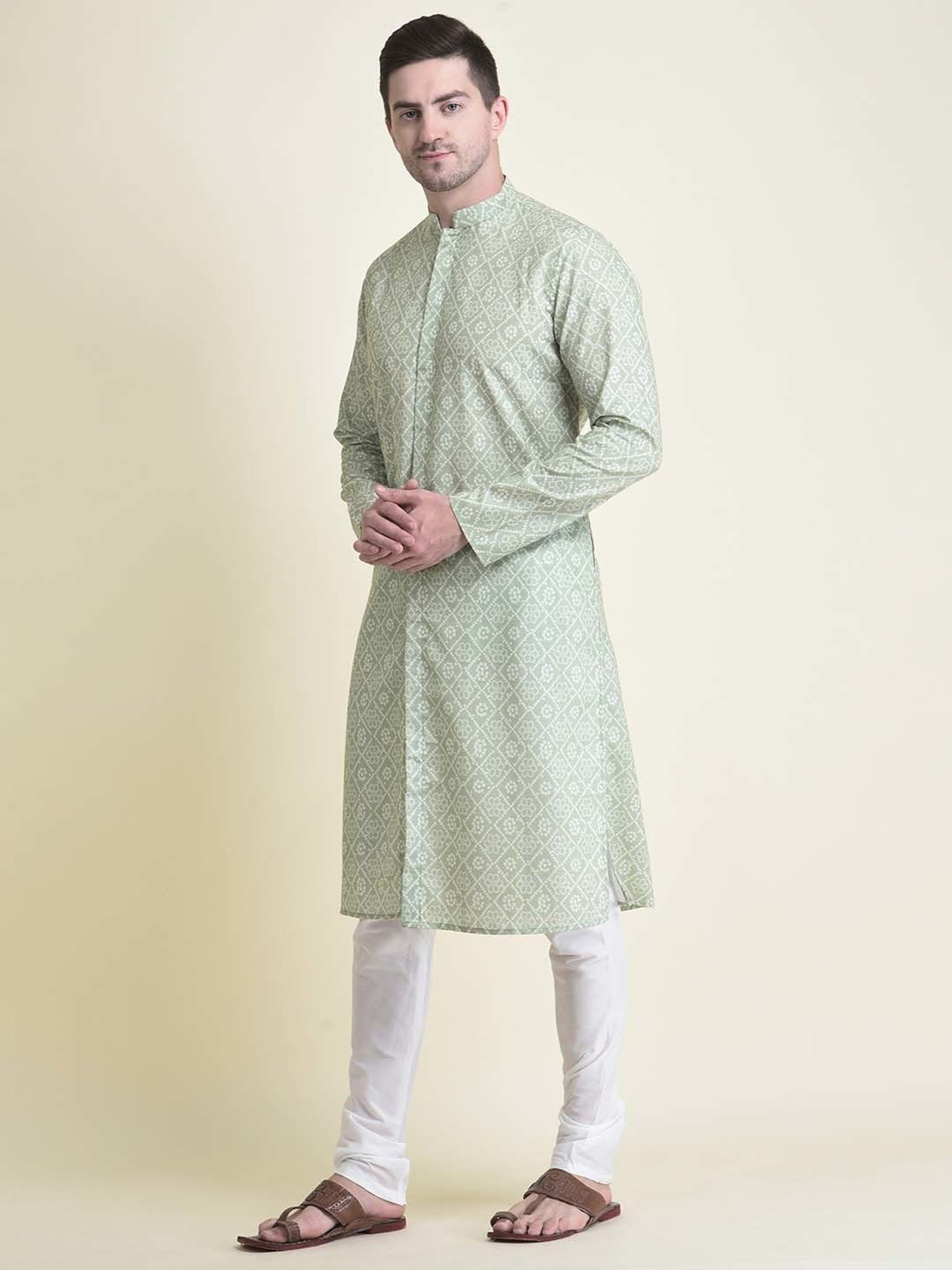 Sanwara White Regular Fit Chikankari Kurta & Churidar Set