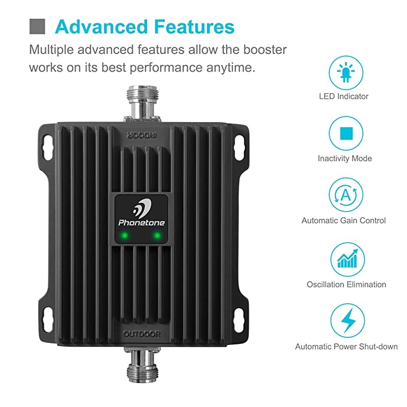 Cell Phone Signal Booster for Home and Office | 65dB Dual Band 12/17/13 Cellular Repeater Boost 4G LTE Data and Volte for Verizon and AT&T | Support Multiple Users | FCC Approved