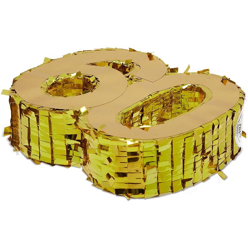 Mini Number Pinata 60 for 60th Birthday & Anniversary, Gold Foil