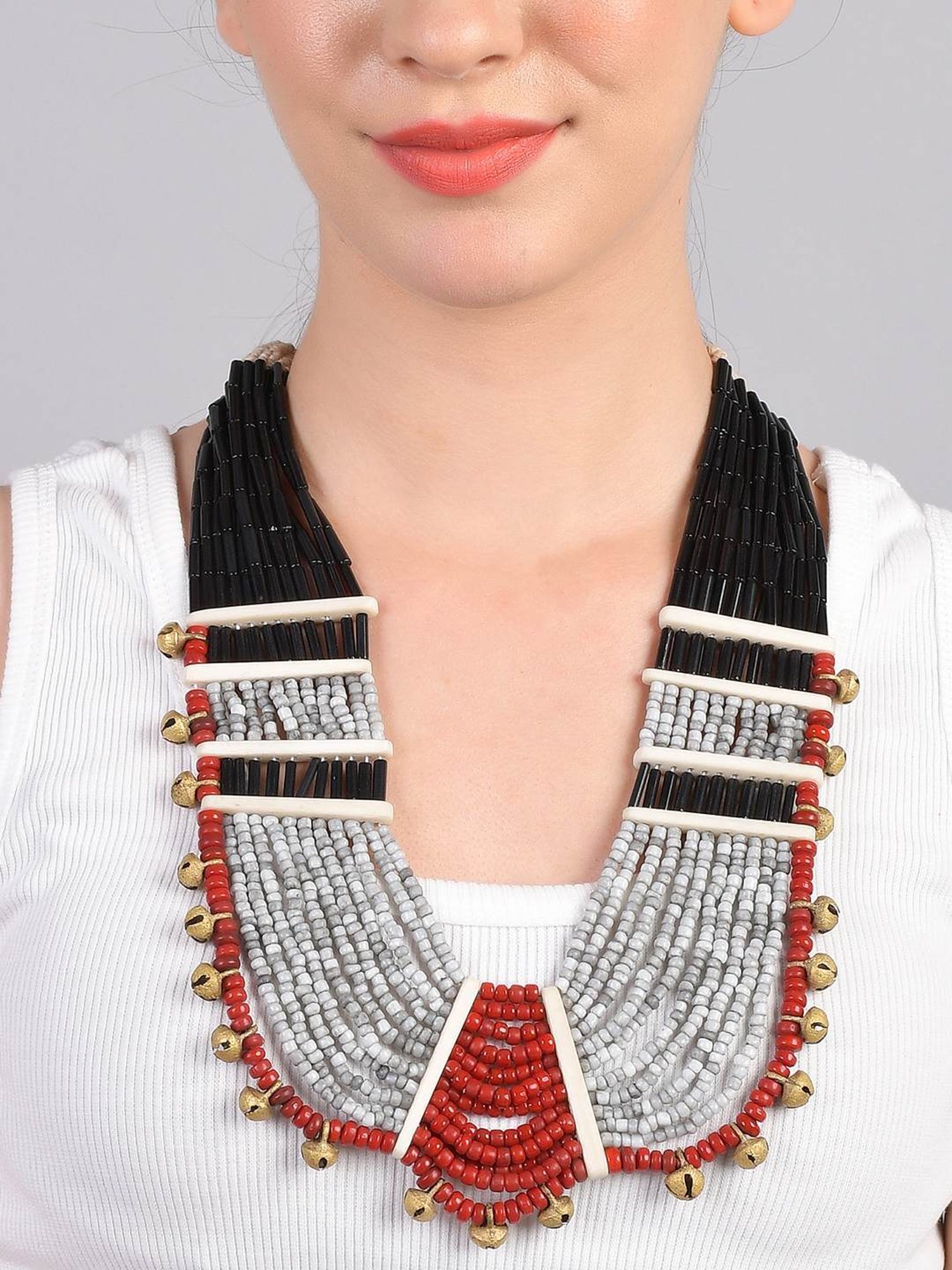 Imli Street Multicolor Vintage Naga Beaded Tribal Necklace
