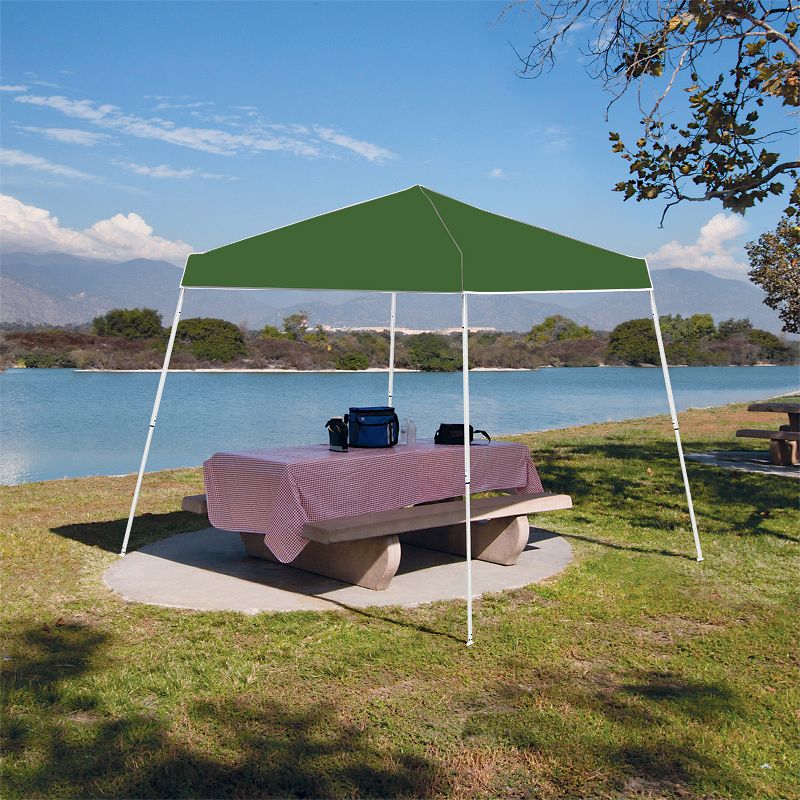 Z-Shade 10 x 10 Foot Angled Leg Instant Shade Outdoor Canopy Tent Portable Gazebo Shelter for Camping or Backyard Grilling, Green