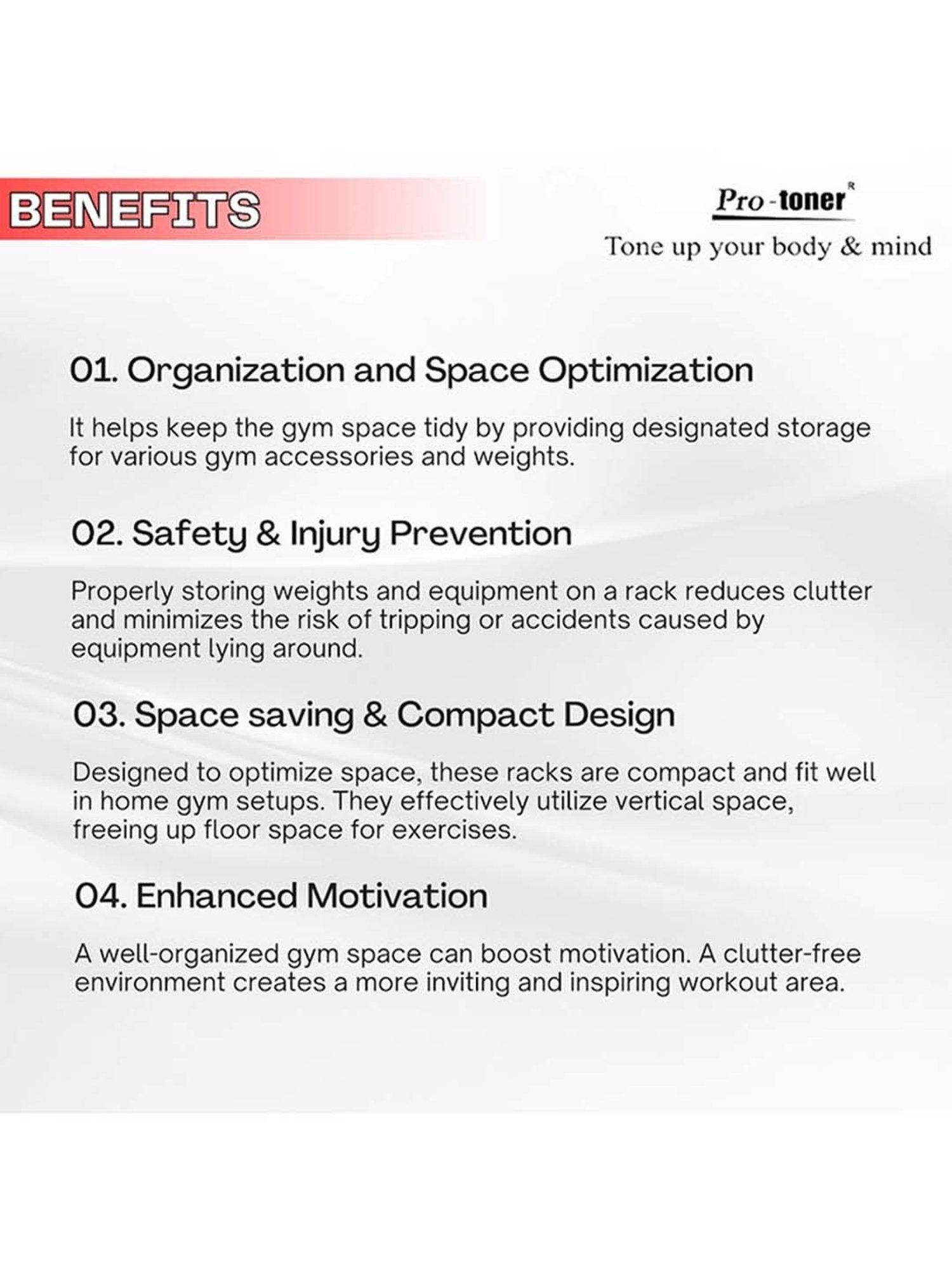 Protoner 5 in 1 Multipurpose Weight Rack (Red) Size - 121.9x33