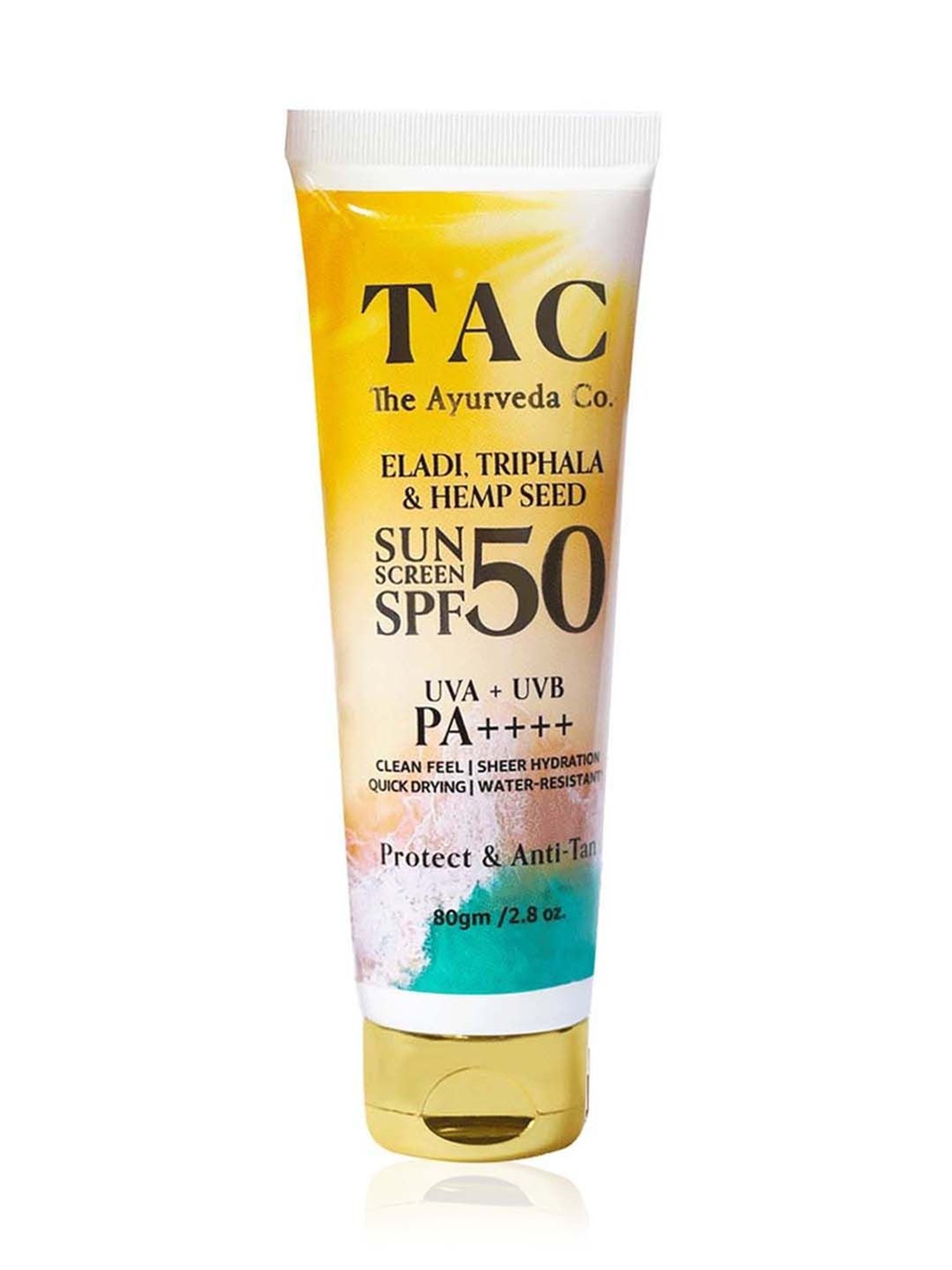 TAC- The Ayurveda Co. Eladi, Triphla & Hemp Seed Oil SPF 50 Sunscreen & Body Polisher Scrub