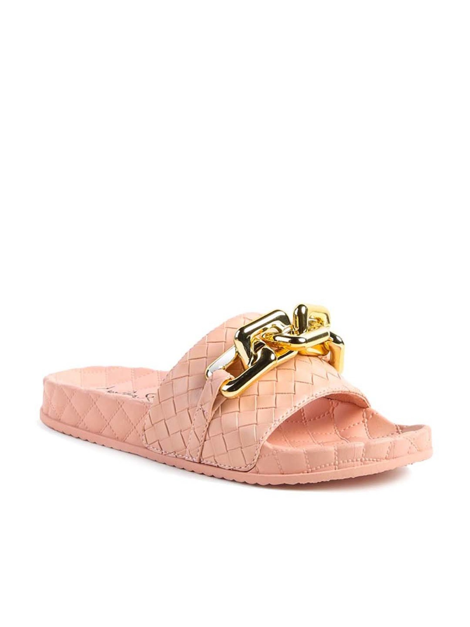 London Rag Women's Bling Chain Strap Pink Casual Sandals