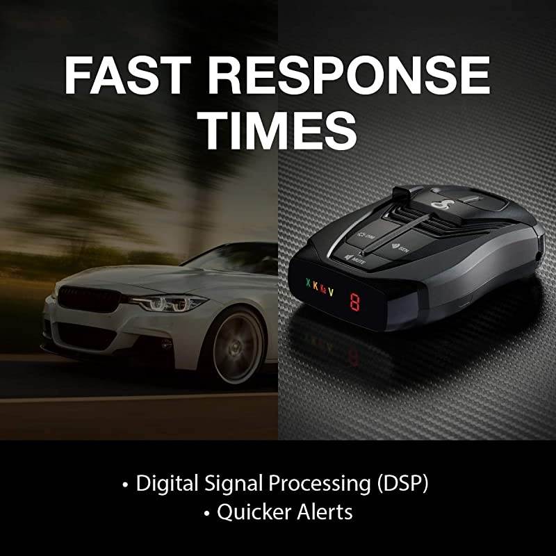 RAD 380 Laser Radar Detector Long Range Detection LaserEye Front and Rear Detection IVT Filtering Updateable Software Adjustable Sensitivity Digital Signal Processing Black