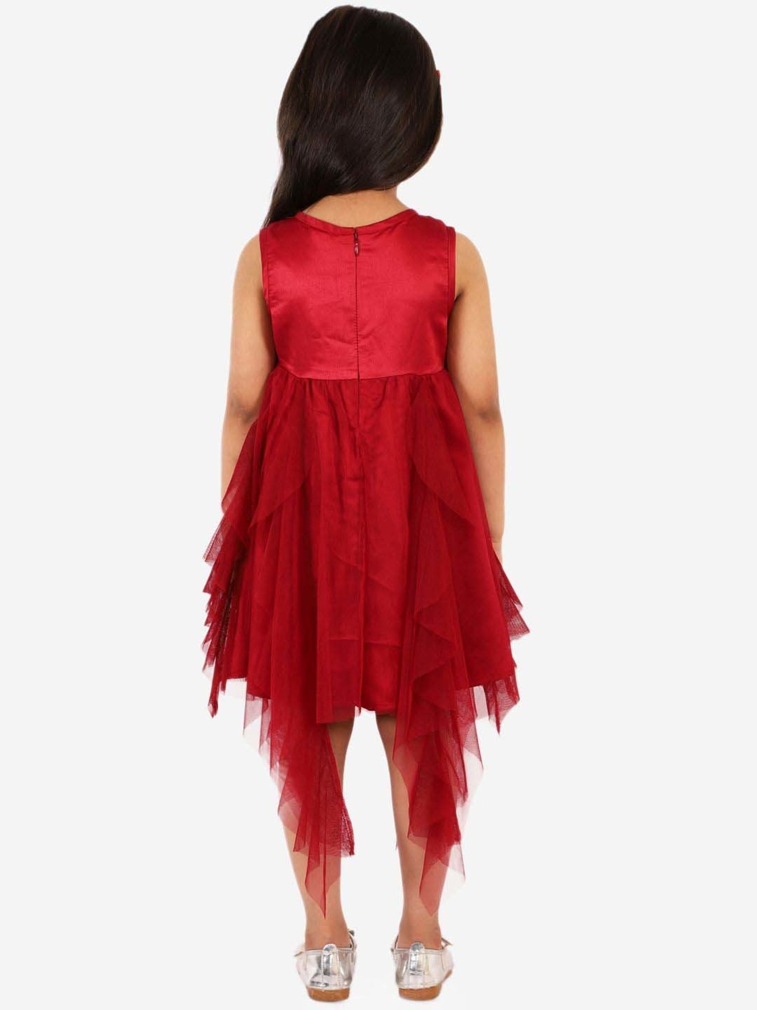 KidsDew Maroon Sequence Dress